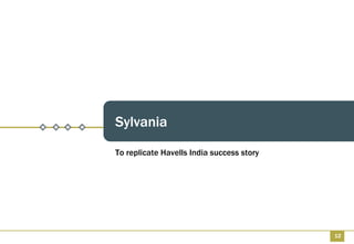 Sylvania
To replicate Havells India success story




                                           12
 