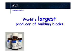 www.enamine.net
World's largest
producer of building blocks
Founded in 1991
 