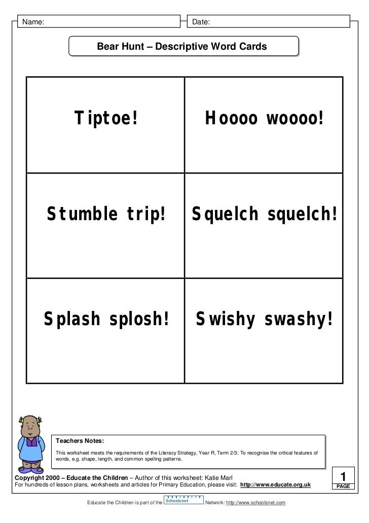 We Re Going On A Bear Hunt Desc Cards We Re Going On A Bear Hunt Desc Cards