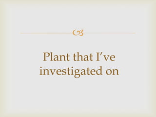 
Plant that I’ve
investigated on
 