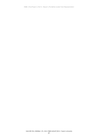 ENBE | Final Project | Part A – Report | The Better Livable Town Representation
SAM WEI YIN| 0320364 | Pn. HAS| FNBE AUGUST 2014 | Taylor’s University
21
 