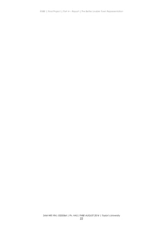 ENBE | Final Project | Part A – Report | The Better Livable Town Representation
SAM WEI YIN| 0320364 | Pn. HAS| FNBE AUGUST 2014 | Taylor’s University
22
 