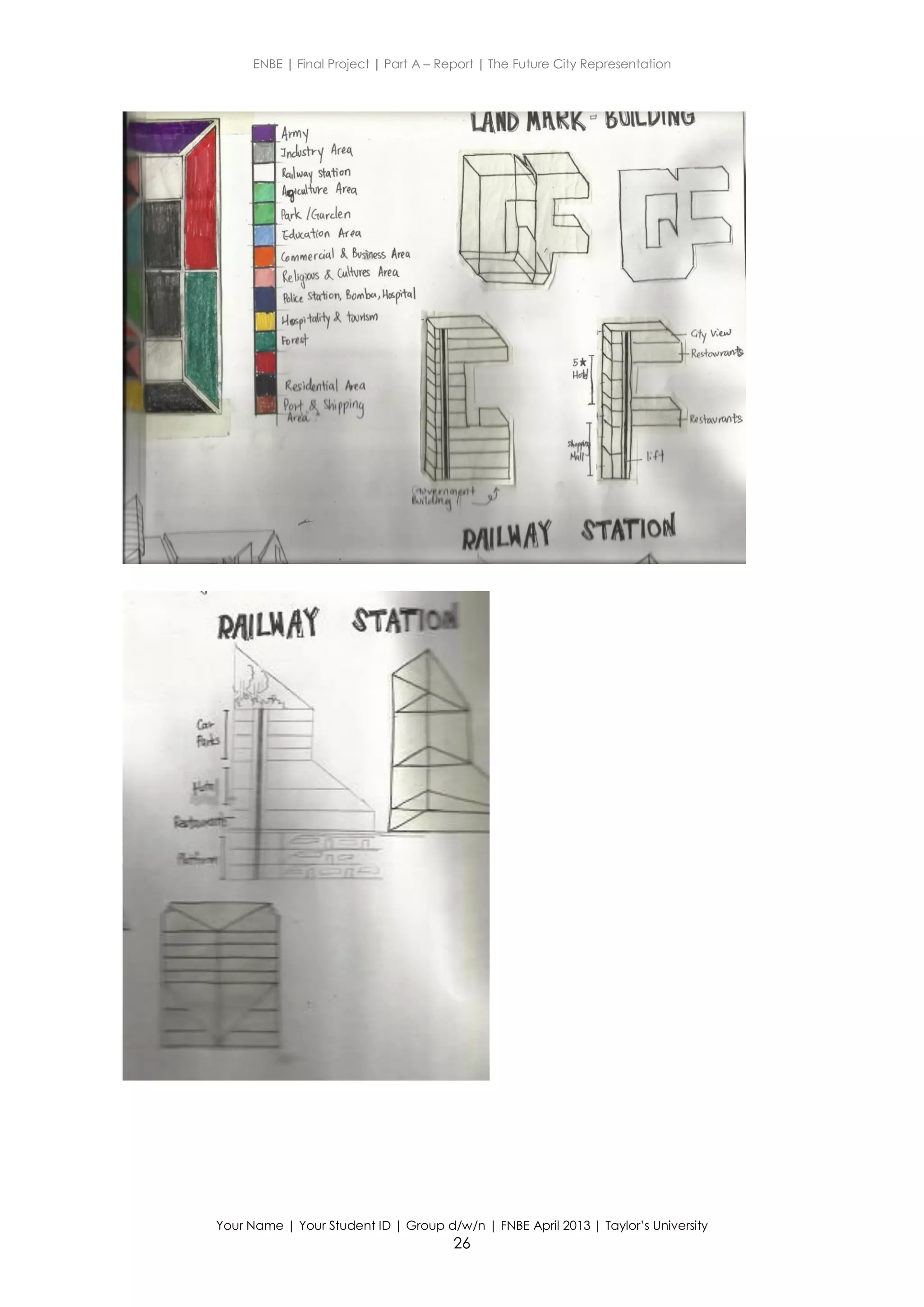 ENBE | Final Project | Part A – Report | The Future City Representation
Your Name | Your Student ID | Group d/w/n | FNBE April 2013 | Taylor’s University
26
 