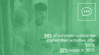 54% of surveyed companies
started their activities after
2013.
32% began in 2015.
 