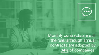 Monthly contracts are still
the rule, although annual
contracts are adopted by
34% of companies.
 