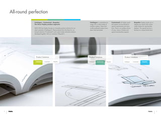 Catalogue Bespoke
Product Solutions
CustomisedBespoke
Product Solutions
CustomisedCatalogue Catalogue
Product Solutions
Customised Bespoke
4 5
All-round perfection
Catalogue – Customised – Bespoke:
The three Visplay product segments
Catalogue: a comprehensive
range with a wide variety of
modular systems. These tech-
nically perfected systems have
been tried and tested.
Customised: all Visplay stand-
ard systems can be tailored to
special requirements and situa-
tions. There is an endless choice
of sizes, colours, finishes and
special merchandise supports.
Bespoke: Visplay assists you in
staging your brand with custom-
made systems for merchandise
displays. This special service is
the key to a unique brand store.
NEW 2014 by Visplay focuses on innovative product solutions for our
retail customers (“Catalogue”). These products form the basis for cus-
tomised solutions (“Customised”) and custom-made individual solutions
developed together with our customers (“Bespoke”).
 