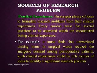 Encountered Problem Research Example Nursing C BSc 3 Unit Research Problem.ppt