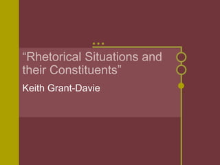 “ Rhetorical Situations and their Constituents” Keith Grant-Davie 