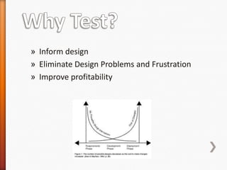 » Inform design
» Eliminate Design Problems and Frustration
» Improve profitability
 