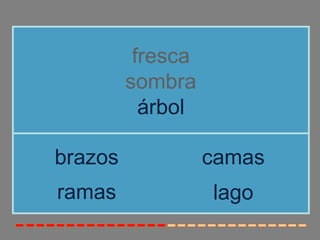 fresca 
sombra 
árbol 
brazos camas 
ramas 
lago 
 