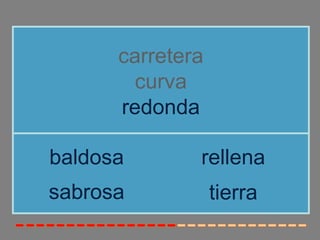 carretera
curva
redonda
sabrosa
baldosa rellena
tierra
 