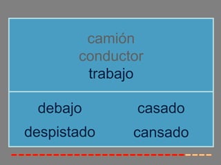 camión
conductor
trabajo
despistado
debajo casado
cansado
 
