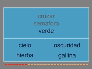 cruzar
semáforo
verde
hierba
cielo oscuridad
gallina
 