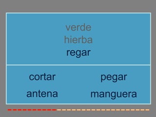 verde
hierba
regar
antena
cortar pegar
manguera
 