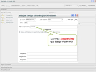 v



    Escreva a Especialidade
    que desejaVisualizar ” .
             “ encaminhar
    Botão para mostrar os agendamentos
          já realizados na agenda.
 