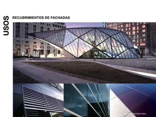 USOS
RECUBRIMIENTOS DE FACHADAS
TALLER DE ESTRUCTURA I
 