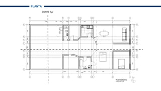 H
H
A
A
D
D
E
E
8 7 6 5 4 3 2
8 7 1
9
9
F
F
B
B
G
G
2.40
0.39
0.81
0.69
0.63
2.33
6 5 4 3 2
21.00
6.93 1.20 2.50 2.65 0.72 3.37 3.63
1.45
8.70
2.40
0.39
0.81
0.69
0.63
2.33
8.70
1.45
6.93 3.32 2.65 1.11 3.37 3.63
21.00
PLANTA ORIGINAL
ESCALA 1:100
Norte
C
C
1
PLANTA
CORTE AA’
 