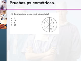 Pruebas psicométricas.
 