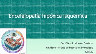 Encefalopatía hipóxica isquémica
Dra. Diana E. Moreno Cardenas
Residente 1er año de Puericultura y Pediatría
SAHUM
 