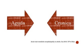 Aguda Cronica
Acute toxic-metabolic encephalopathy in adults. Jun 2015. UP to Date.
 