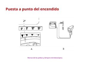 Marcas de las poleas y lámpara estroboscópica.
Puesta a punto del encendido
Puesta a punto del encendido
 