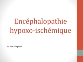 Encéphalopathie
hypoxo-ischémique
Dr Benallag MD
 