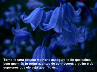Torna-te uma pessoa melhor e assegura-te de que sabes bem quem és tu própria, antes de conheceres alguém e de esperares que ele veja quem tu és.. 