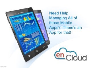 Need Help
Managing All of
those Mobile
Apps? There's an
App for that!
 