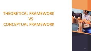 THEORETICAL FRAMEWORK
VS
CONCEPTUAL FRAMEWORK
78
 