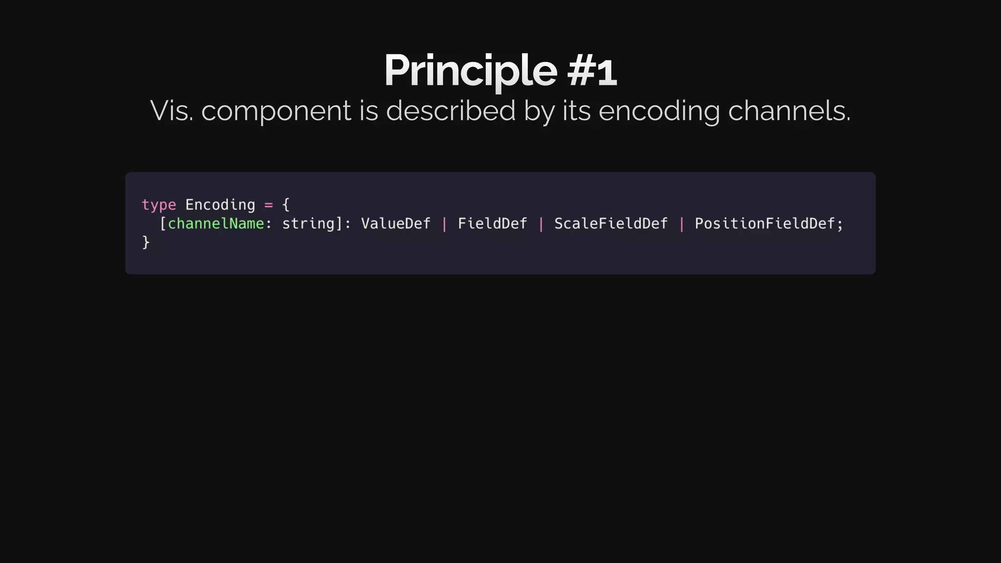 Principle #1
Vis. component is described by its encoding channels.
 