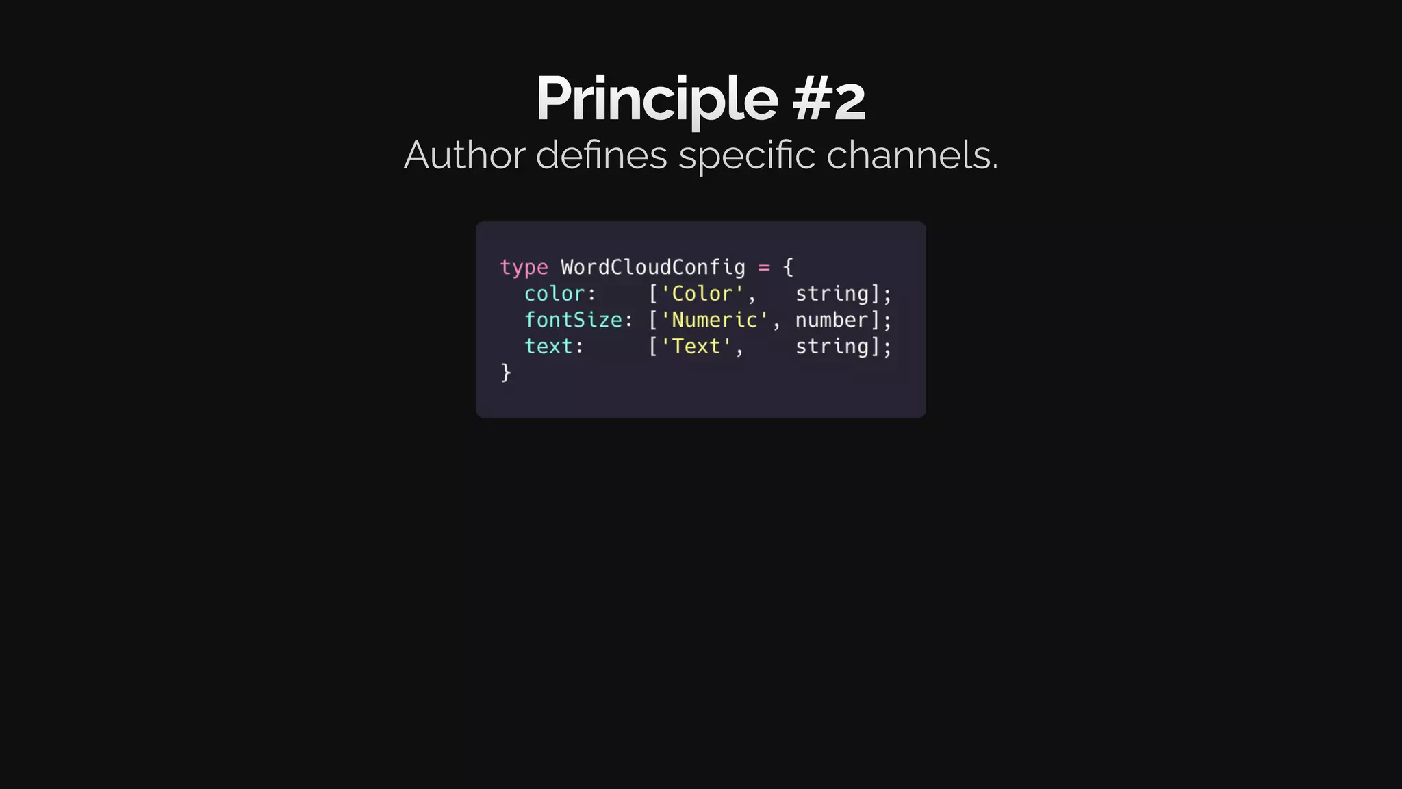 Principle #2
Author defines specific channels.
 