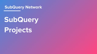 SubQuery
Projects
SubQuery Network
 