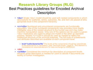 Ead Library Science Encoded Archival Description (EAD) | PPT