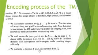 Encoding process of the Turing Machine presentation | PPTX
