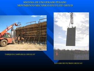 SISTEMA DE ENCOFRADO PESADO MOVIMIENTO MECÁNICO EFCO LITE+SSTUD TABIQUES CAMPLIGLIA URUGUAY LAVADO DE FILTROS URUGUAY 