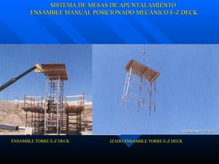 SISTEMA DE MESAS DE APUNTALAMIENTO ENSAMBLE MANUAL POSICIONADO MECÁNICO E-Z DECK ENSAMBLE TORRE E-Z DECK IZADO ENSAMBLE TORRE E-Z DECK 