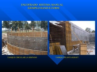 ENCOFRADO  SISTEMA MANUAL   EJEMPLO HAND-E-FORM TANQUE CIRCULAR LA HISPANO TABIQUE PLANTA KRAFT 