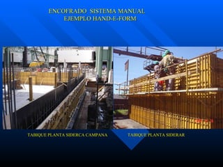 ENCOFRADO  SISTEMA MANUAL   EJEMPLO HAND-E-FORM TABIQUE PLANTA SIDERAR TABIQUE PLANTA SIDERCA CAMPANA 