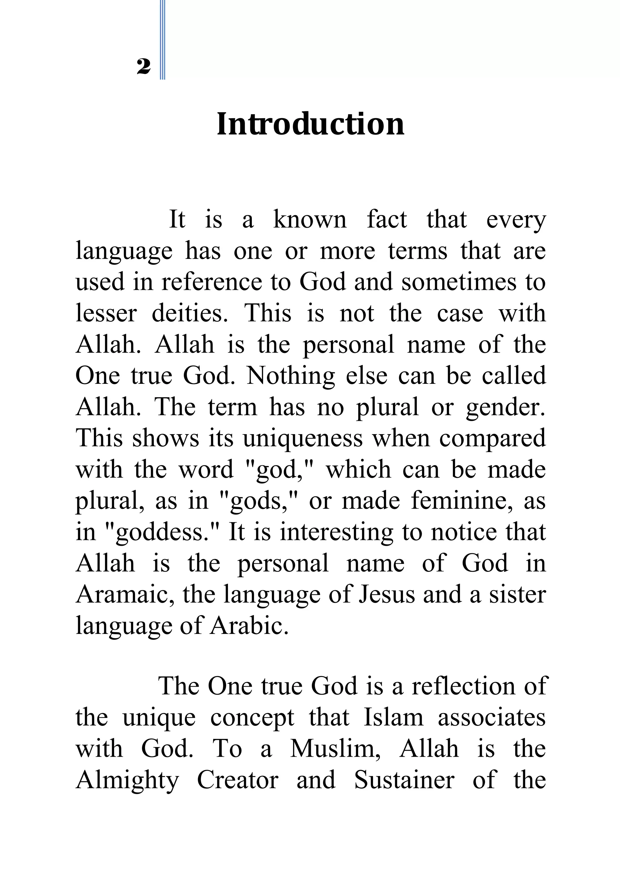 Concept of God in Islam | PDF