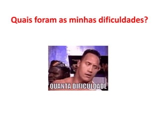 Quais foram as minhas dificuldades?
 