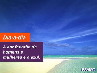 A cor favorita de
homens e
mulheres é o azul.
Dia-a-dia
 