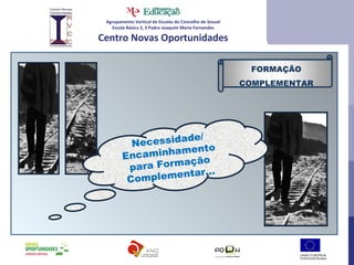 Agrupamento Vertical de Escolas do Concelho de Sousel Escola Básica 2, 3 Padre Joaquim Maria Fernandes Centro Novas Oportunidades Necessidade/ Encaminhamento para Formação Complementar… FORMAÇÃO COMPLEMENTAR 