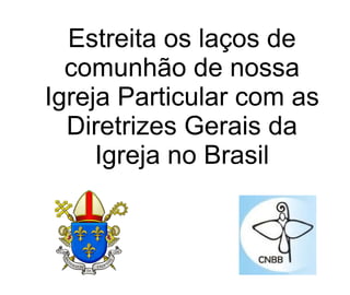 Estreita os laços de comunhão de nossa Igreja Particular com as Diretrizes Gerais da Igreja no Brasil 