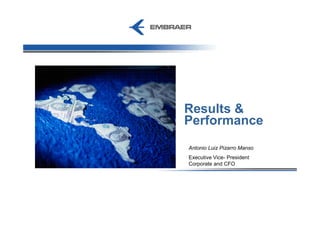 Results &
Performance
Antonio Luiz Pizarro Manso
Executive Vice- President
Corporate and CFO
 