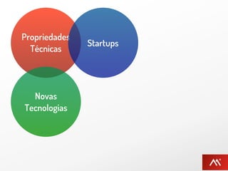Propriedades
               Startups
  Técnicas




  Novas
Tecnologias
 