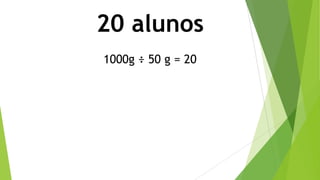 20 alunos
1000g ÷ 50 g = 20

 