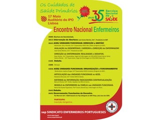 Encontro Nacional Cuidados Saúde Primário do SEP no IPO de Lisboa 17 maio 2014
