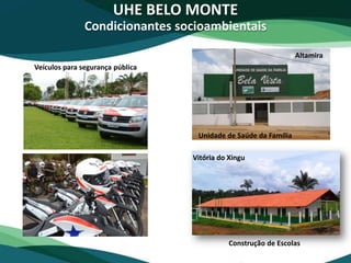 UHE BELO MONTE
Condicionantes socioambientais
Veículos para segurança pública
Construção de Escolas
Unidade de Saúde da Família
Vitória do Xingu
Altamira
 