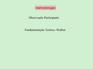 Metodologia Observação Participante Fundamentação Teórica: Wallon 