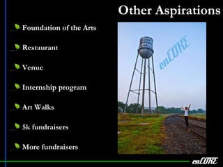 Other Aspirations Foundation of the Arts Restaurant  Venue Internship program Art Walks 5k fundraisers More fundraisers enCORE 